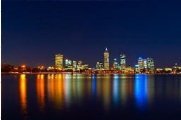Perth city at night from accross the Beautiful Swan River.