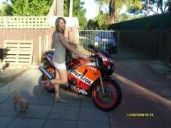 my daughter with my sons honda